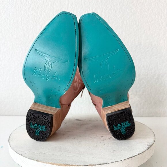 Lane SMOKESHOW Pink Cowboy Bootie Womens 6 Leather Western Cowgirl Short Boots - Picture 9 of 12